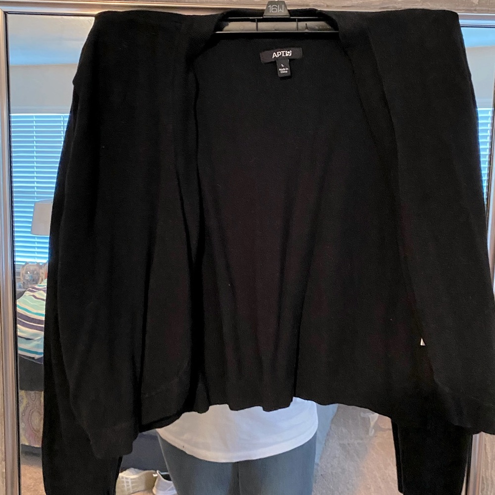 Black 3/4 length sleeve cardigan sweater